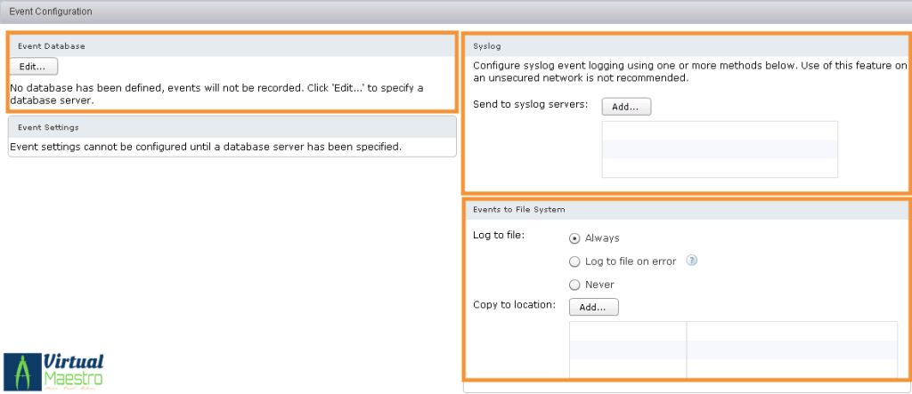 Horizon View 7.10 Event logging: Events Database, Syslog Server and Flat&nbsp;File