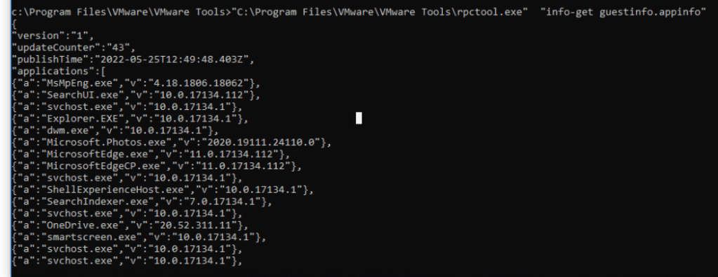 AppInfo plugin in VMware Tools&nbsp;11.x